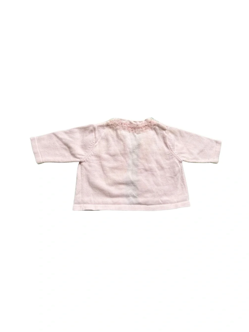 🌸 Gymboree Pale Pink Ruffle-Trim Soft Baby Cardigan 0-3M